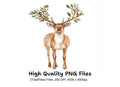 Christmas Holly Deer Clipart Bundle