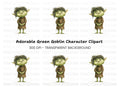 Cute Green Goblin Character Clipart Bundle