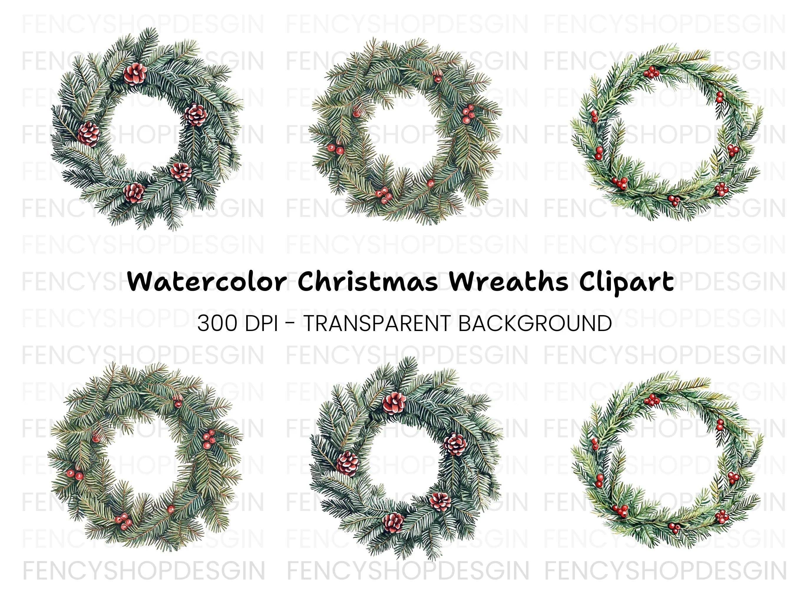 Christmas Wreaths Clipart Bundle