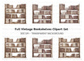 Vintage Bookshelf Clipart Bundle