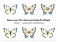 Elegant Blue and Cream Butterfly Clipart Bundle