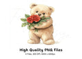 Sweet Teddy Bears with Red Roses Clipart Bundle