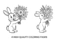 Cute Bunnies with Flowers Coloring Books