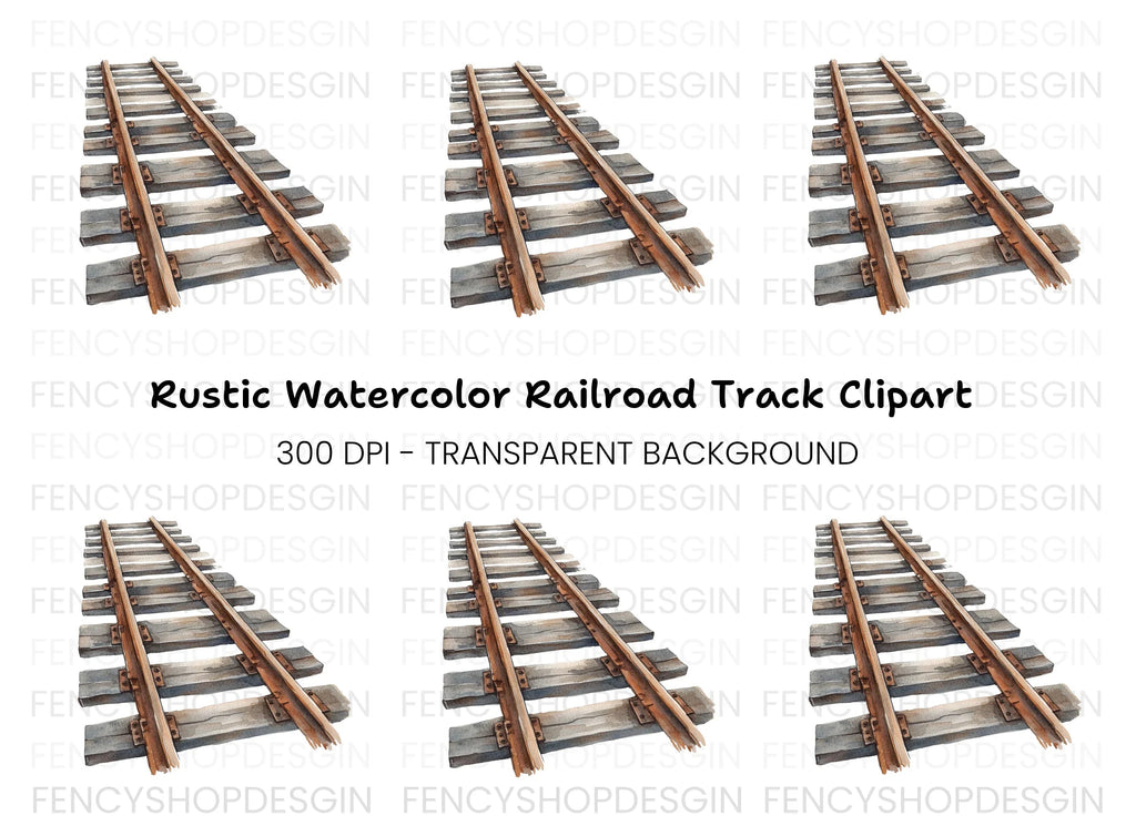 Vintage Train Tracks Clipart Bundle