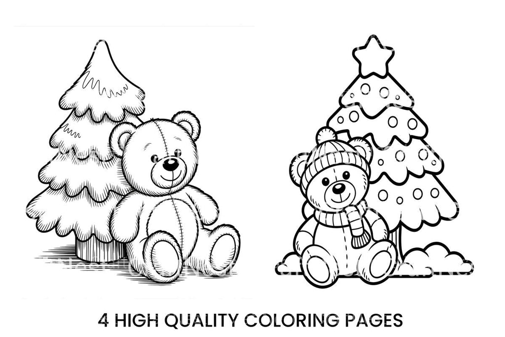 Winter Teddy Bear Christmas Tree Coloring Books