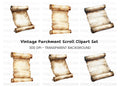 Rustic Parchment Scroll Clipart Bundle