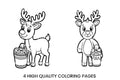 Cute Reindeer with Cookies Coloring Books