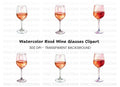 Rose Wine Glass Clipart Bundle
