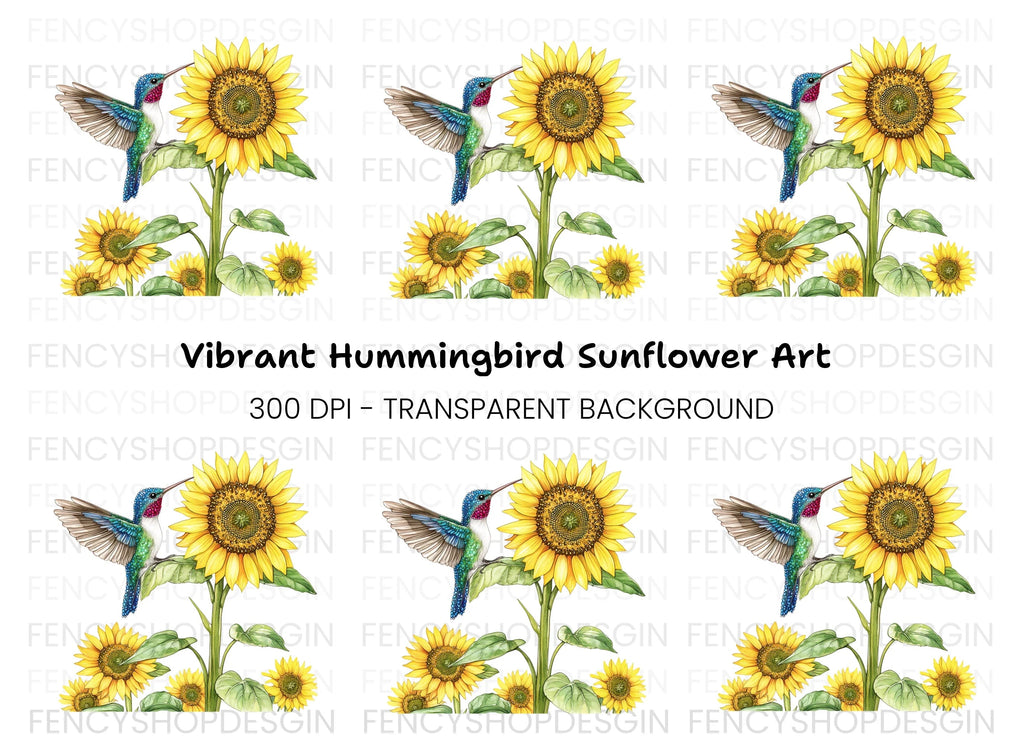 Hummingbird and Sunflower Clipart Bundle