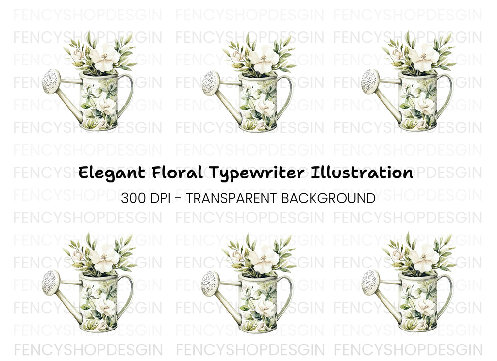 Floral Watering Can Clipart Bundle