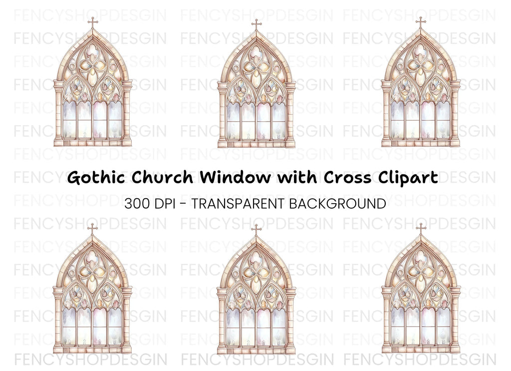 Gothic Church Window Clipart Bundle