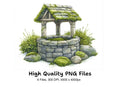 Mossy Stone Wishing Well Clipart Bundle