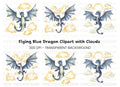 Blue Dragon with Clouds Clipart Bundle