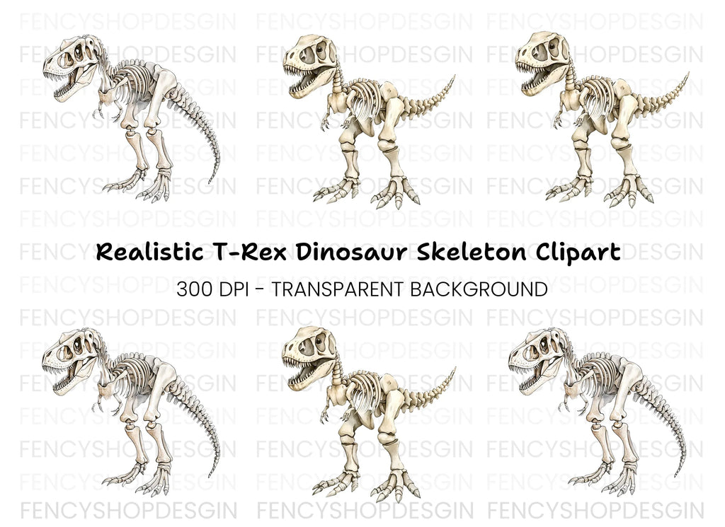 Rex Dinosaur Skeleton Clipart Bundle