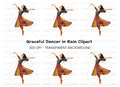 Dancing Woman in Rain Clipart Bundle