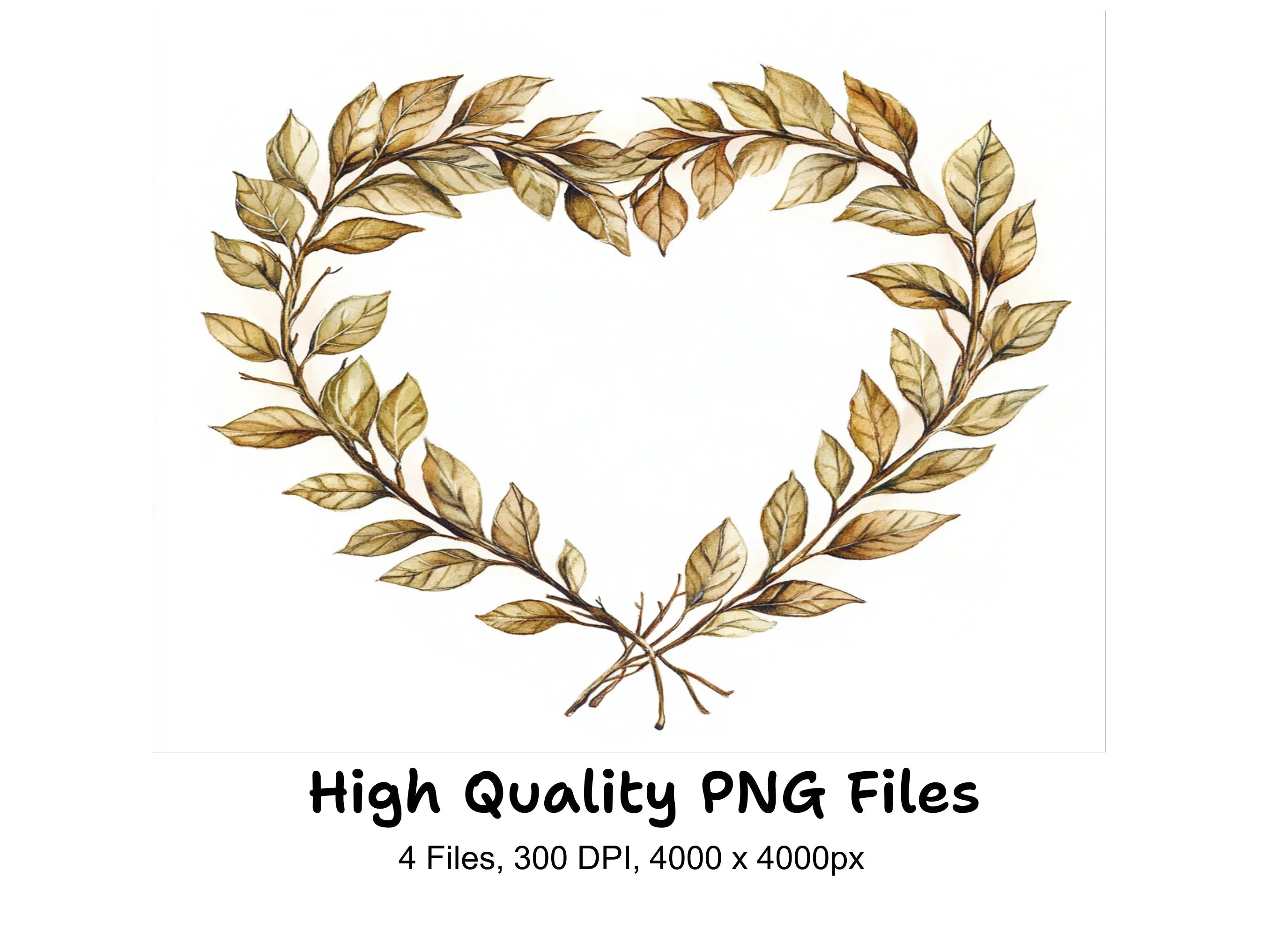 Heart Shaped Leaf Wreaths Clipart Bundle