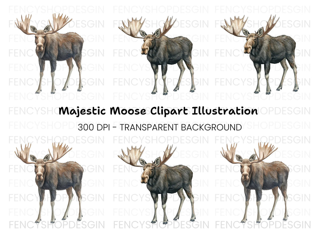 Majestic Moose Clipart Bundle