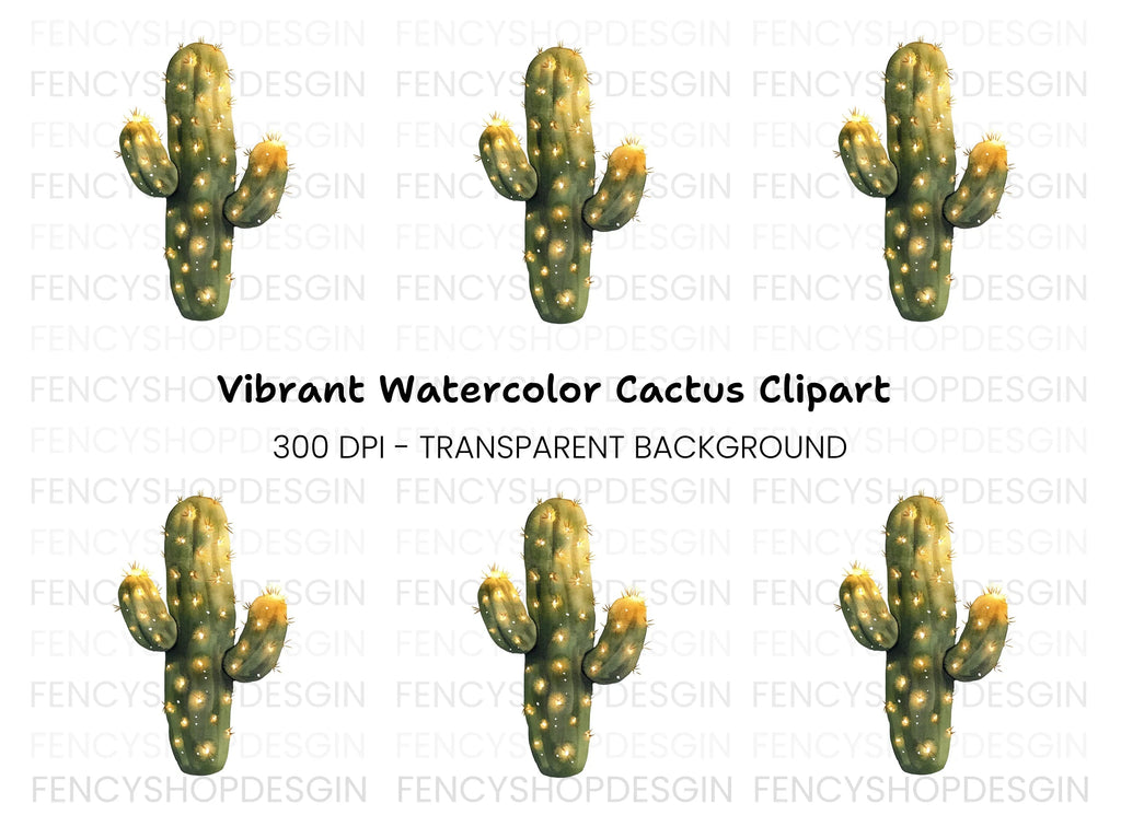 Cactus Glowing Lights Clipart Bundle