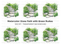 Stone Steps with Lush Greenery Clipart Bundle