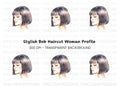 Stylish Bob Haircut Woman Clipart Bundle