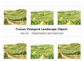 Tuscan Vineyard Landscape Clipart Bundle