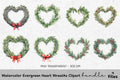 Evergreen Heart Wreaths Clipart Bundle