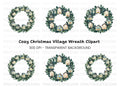 Christmas Village Wreaths Clipart Bundle