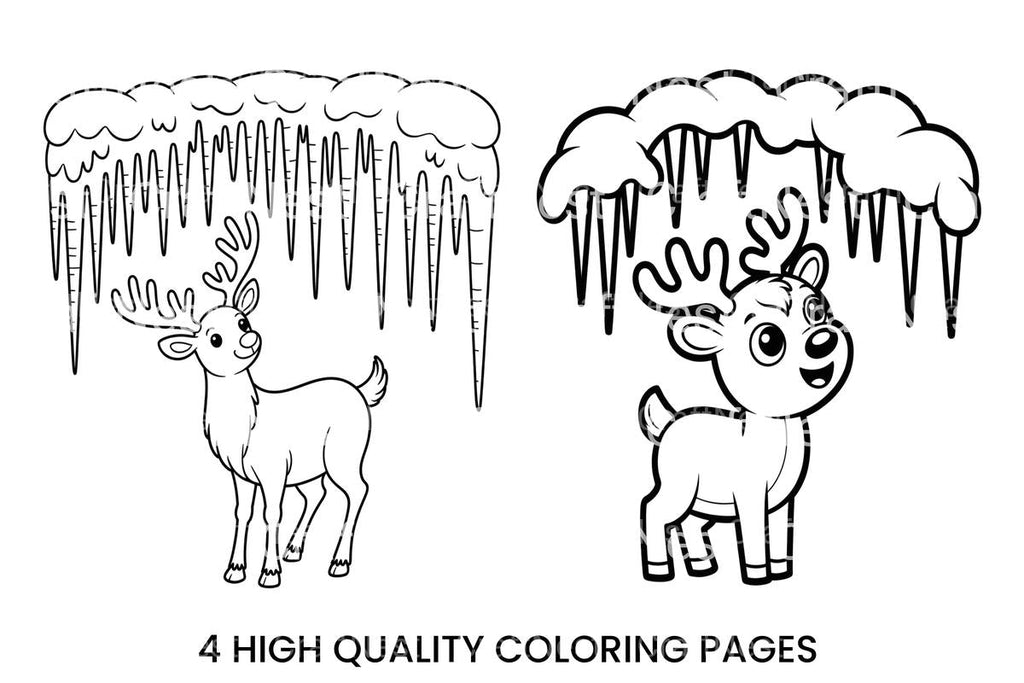 Adorable Reindeer Winter Coloring Books