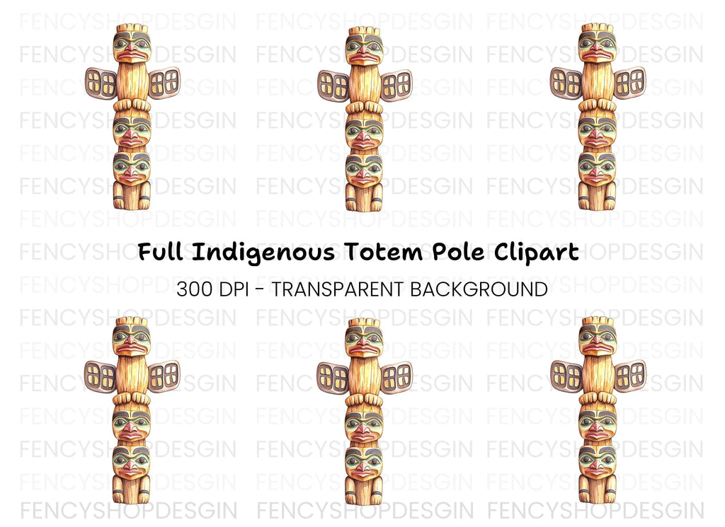 Traditional Totem Pole Clipart Bundle