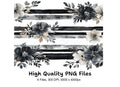 Monochrome Floral Stripes Clipart Bundle