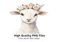 Baby Lambs with Flower Crowns Clipart Bundle