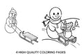 Snowman Sledding Winter Coloring Books