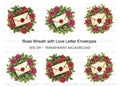Vintage Rose Wreath Love Letter Clipart Bundle