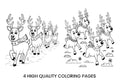 Cute Reindeer Winter Scene Coloring Books