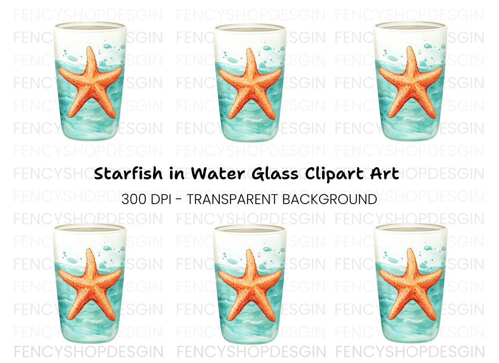 Starfish in Glass Clipart Bundle