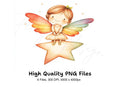 Cute Star Sitting Fairies Clipart Bundle