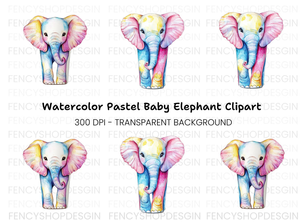 Baby Elephant Clipart Bundle