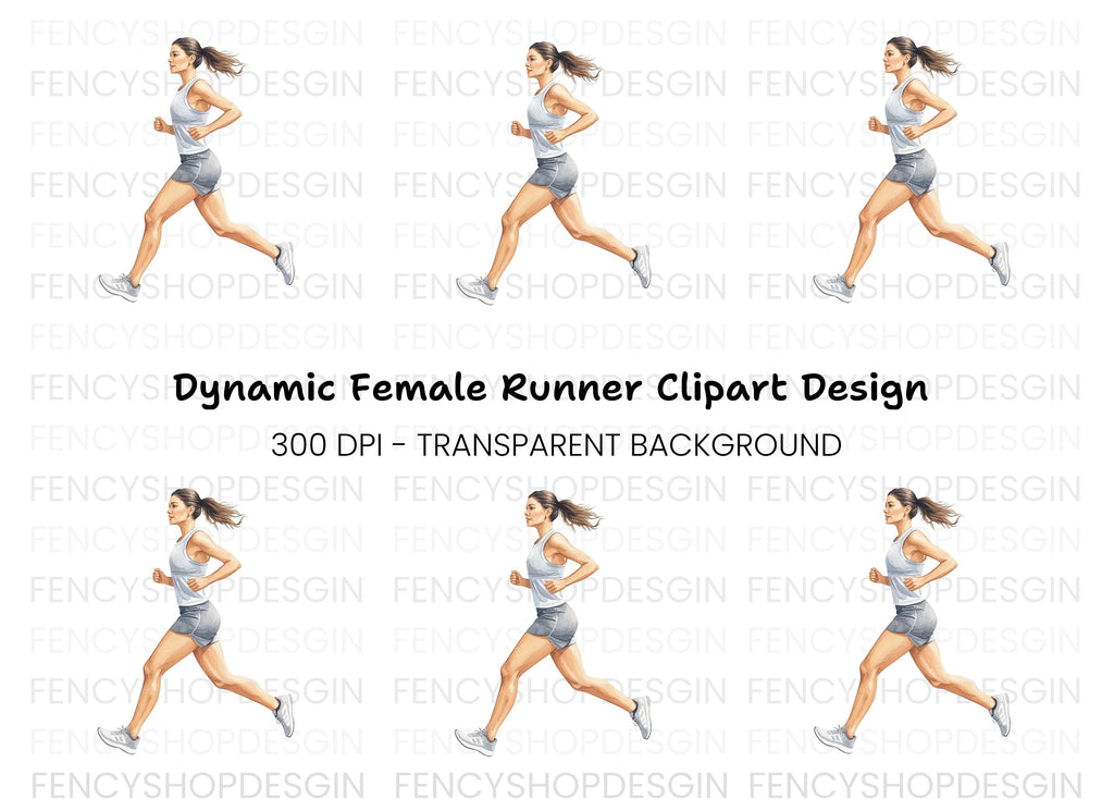 Female Runner Fitness Clipart Bundle