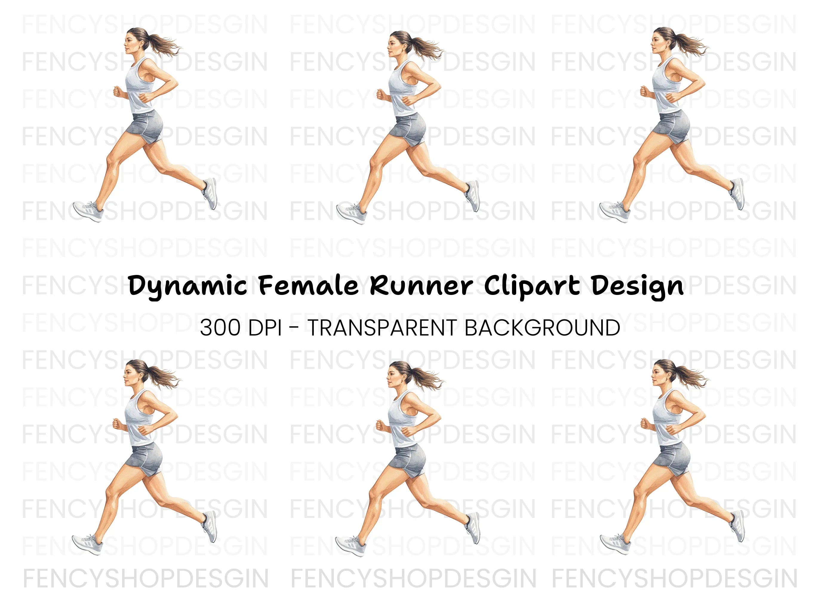 Female Runner Fitness Clipart Bundle