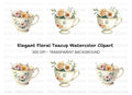 Elegant Floral Teacup Clipart Bundle