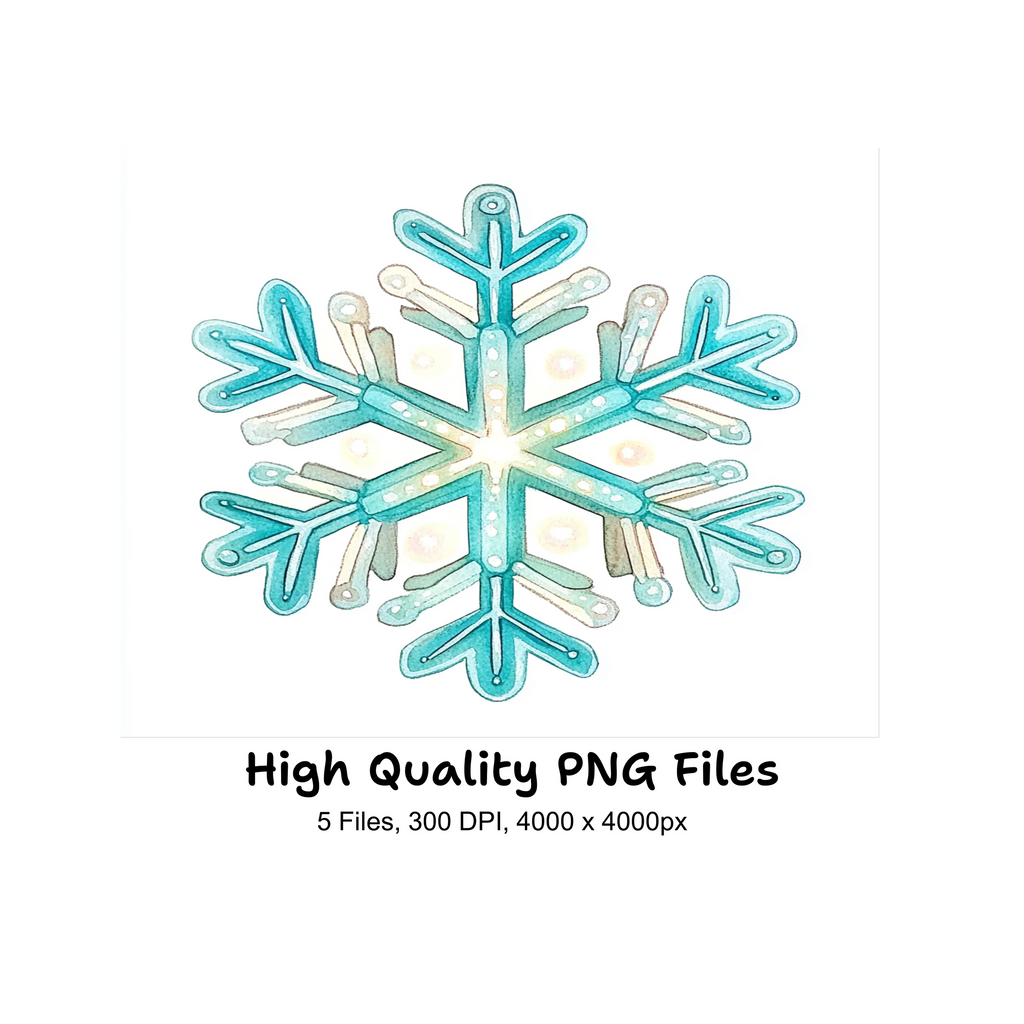Sparkling Blue Snowflake Clipart Bundle