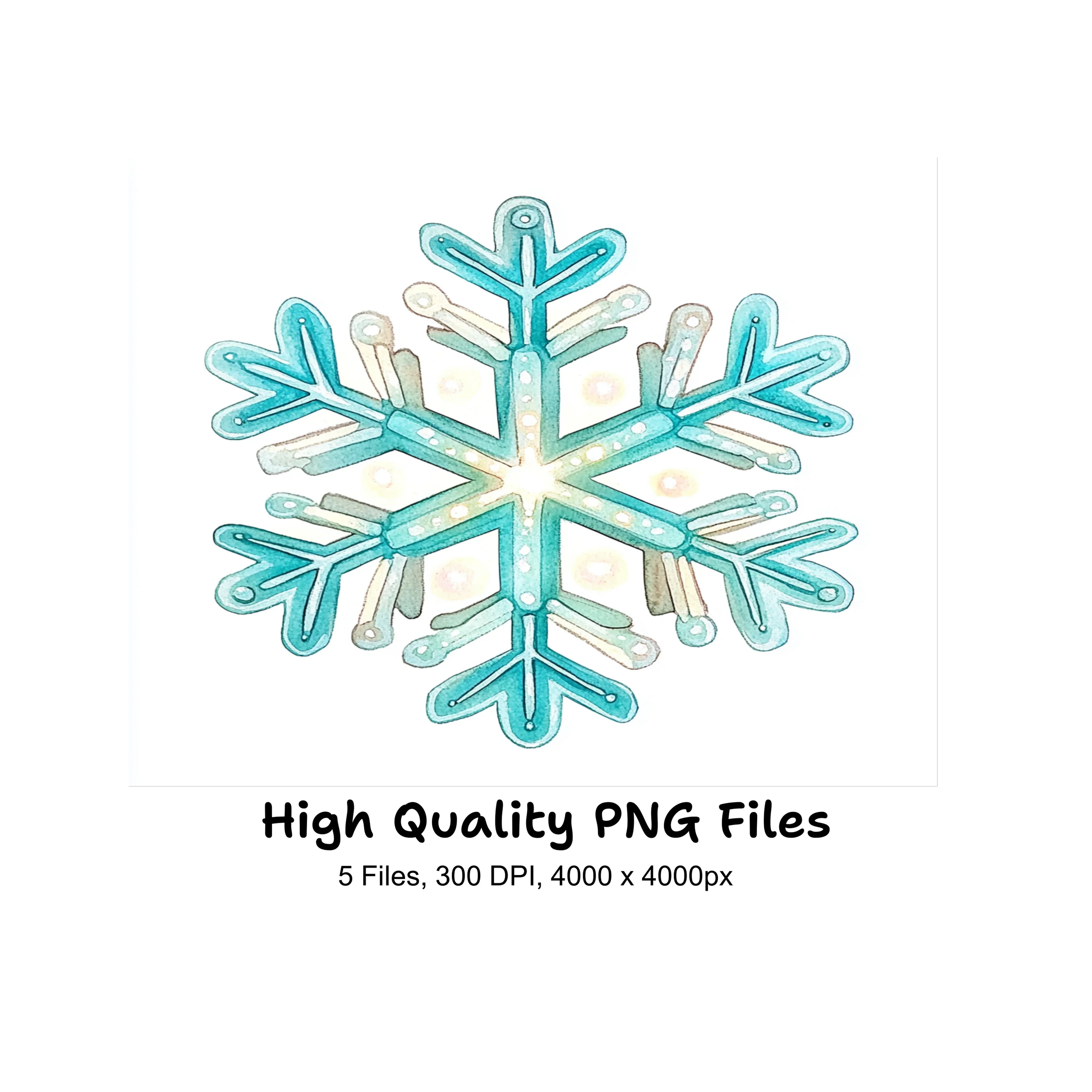 Sparkling Blue Snowflake Clipart Bundle