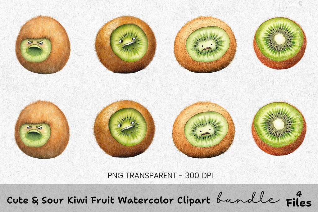 Cute Kiwi Fruit Clipart Bundle