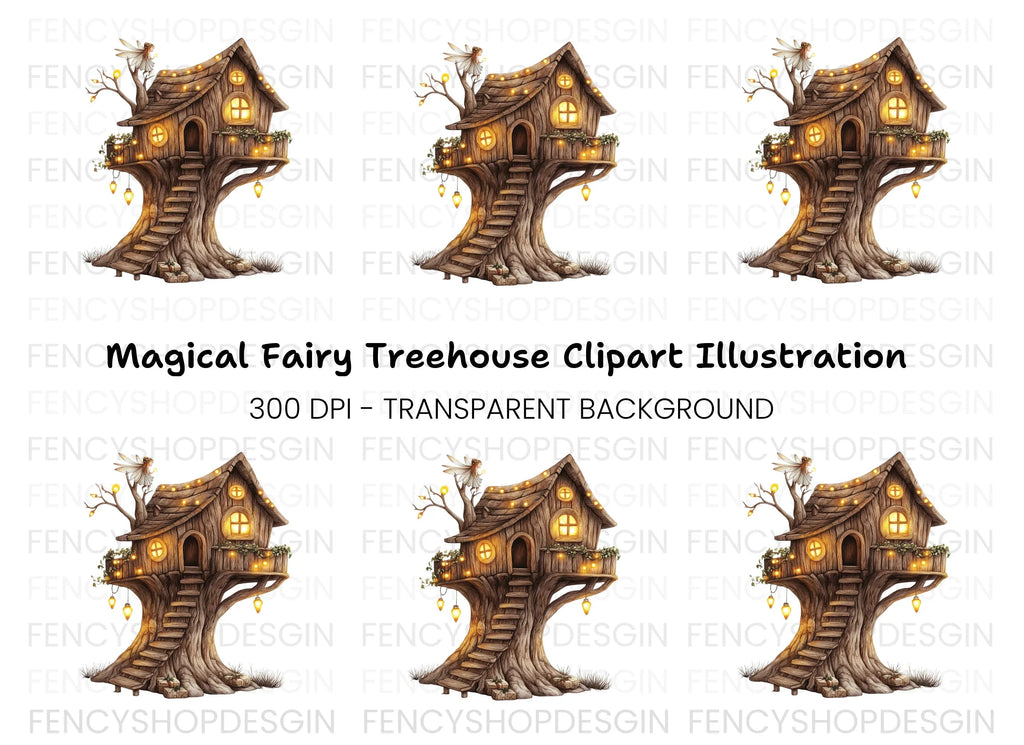 Enchanted Fairy Treehouse Clipart Bundle