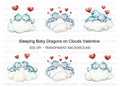 Sleeping Dragon Couple on Cloud Clipart Bundle