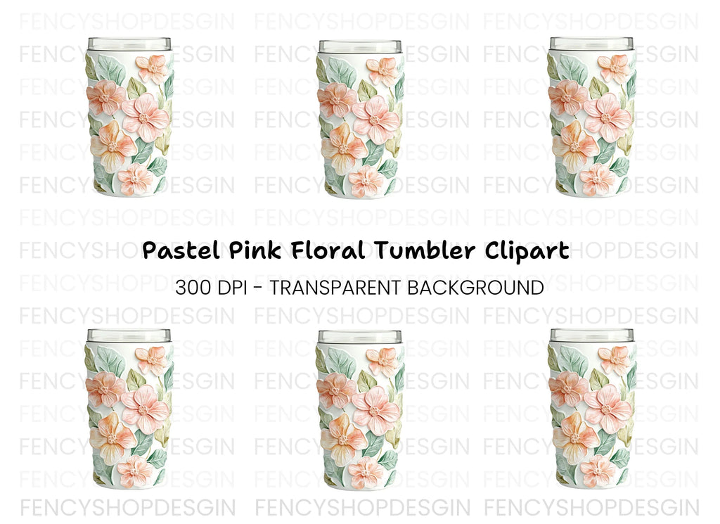 Charming Peach Floral Tumbler Clipart Bundle