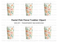Charming Peach Floral Tumbler Clipart Bundle