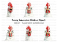 Funny Chicken Faces Clipart Bundle