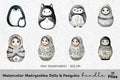 Matryoshka Penguins Clipart Bundle
