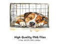 Sleeping Puppies in Crates Clipart Bundle